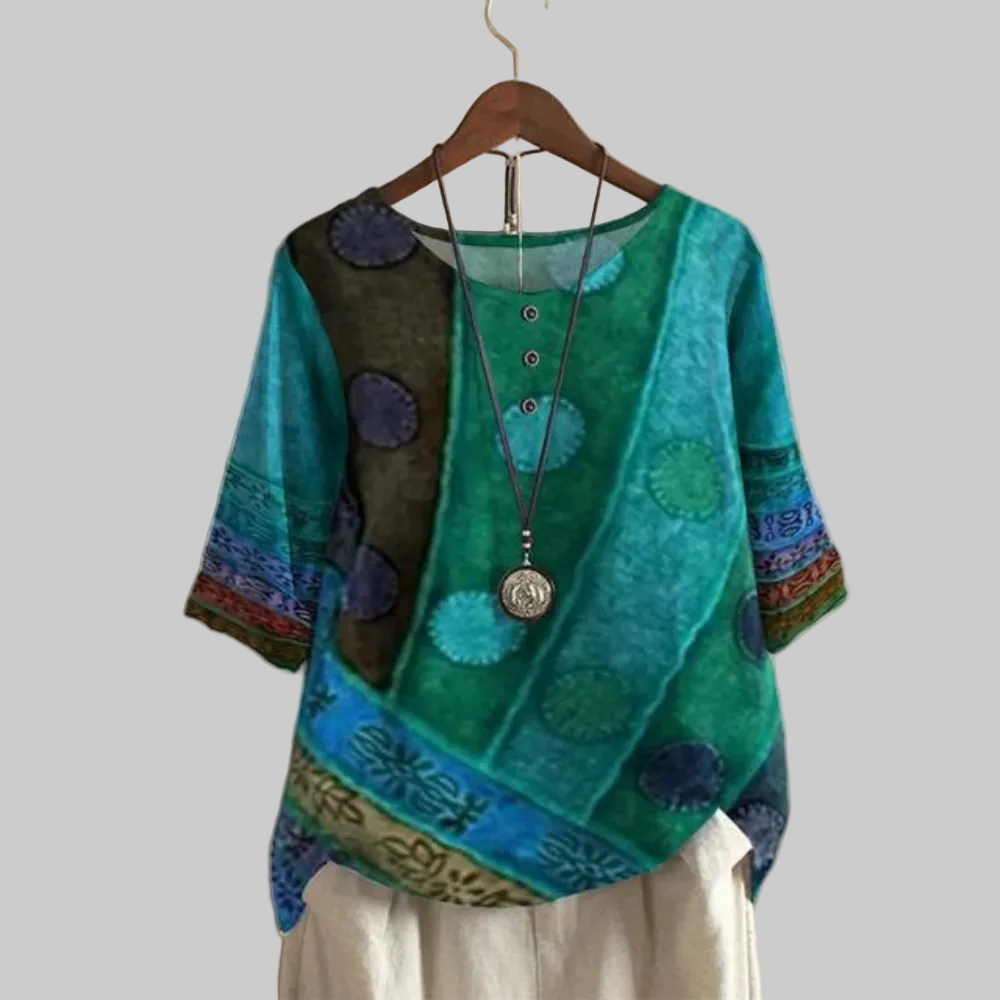 Eliška | Boho blůza s uměleckým etnickým vzorem