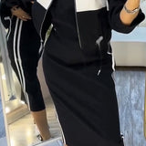 Linda | Sportovně-elegantní set midi šatů a bundy pro moderní ženu
