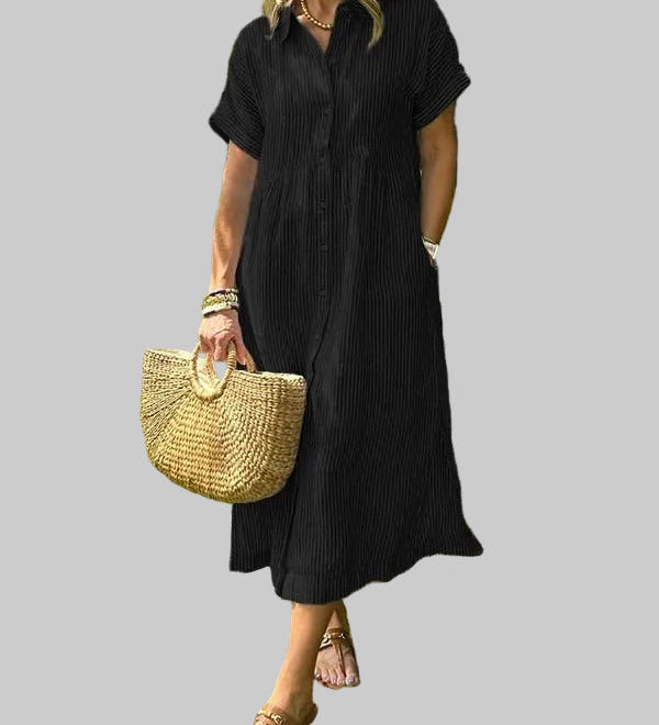 Julie | Elegantní lněné košilové šaty pro horké léto