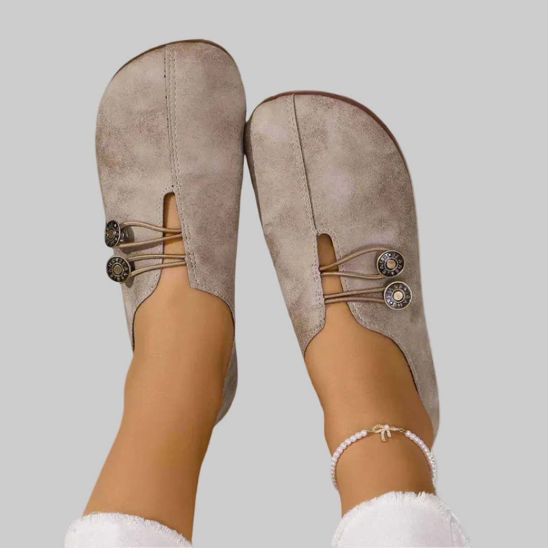 Soňa | Ortopedické Barefoot Balerínky s Metalovými Knoflíky