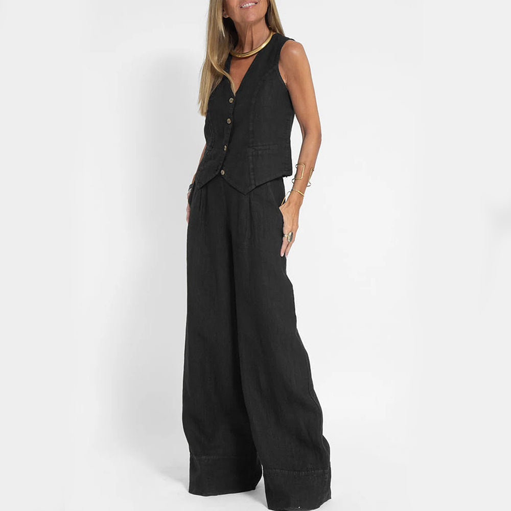 Viktorie | Exkluzivní lněný set s vestou pro špičkovou letní eleganci