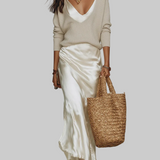 Radka | Luxusní saténový set se svetrem pro dotek hedvábí a maximální šarm