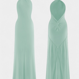 Natálie | Sofistikované halter maxi šaty s tvarujícími volány