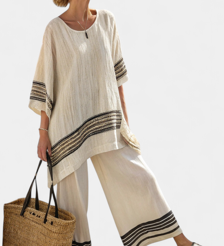Hana | Vzdušný letní set s boho nádechem a pruhy