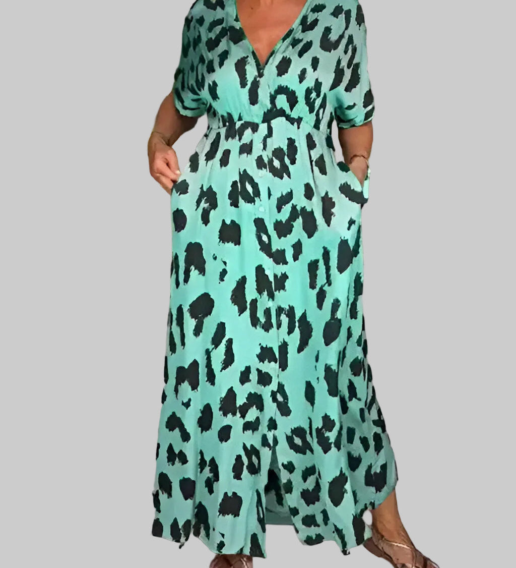 Mia | Luxusní maxi overal s leopardím vzorem pro nespoutaný styl