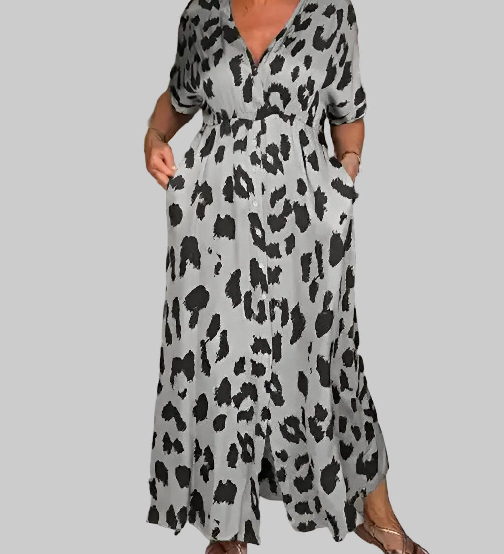 Mia | Luxusní maxi overal s leopardím vzorem pro nespoutaný styl