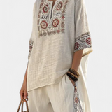 Natálie | Vyšívaný lněný set pro nadčasový boho styl