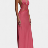 Bára | Smyslné halter maxi šaty s krajkovým pasem