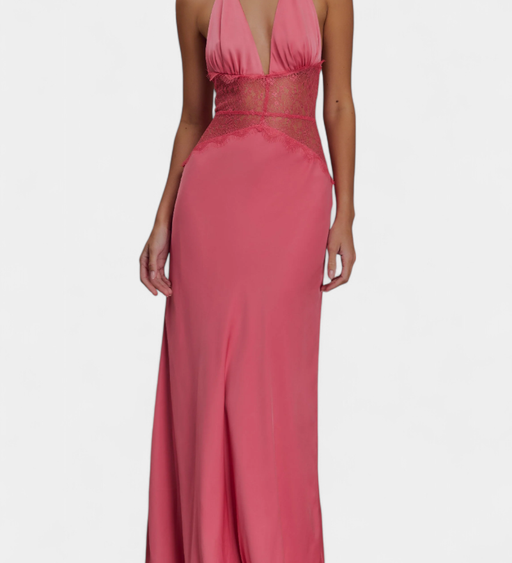 Bára | Smyslné halter maxi šaty s krajkovým pasem