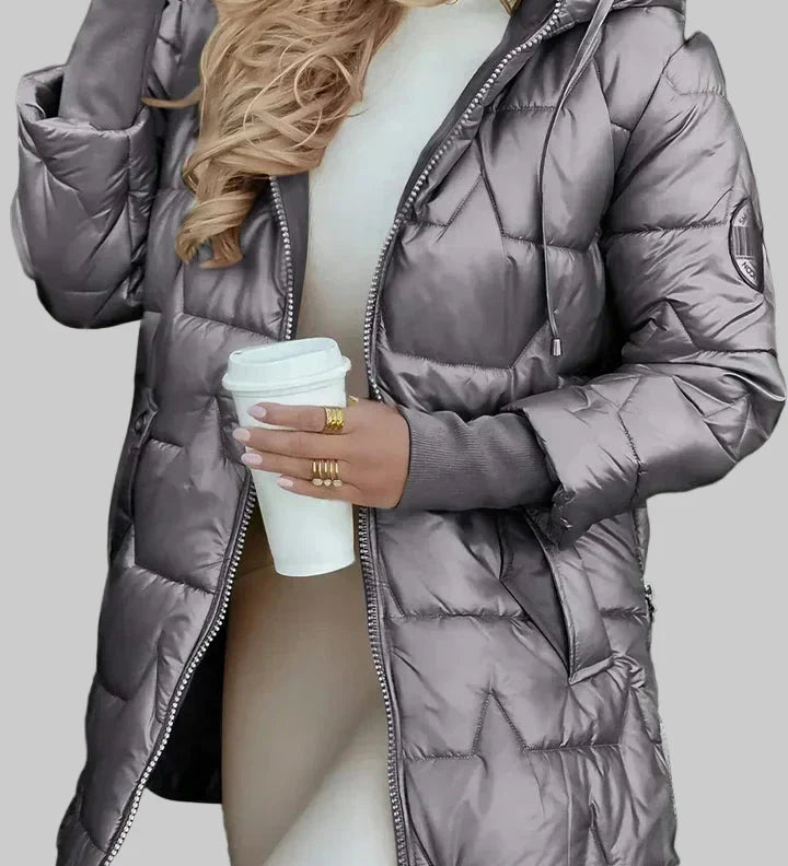 Žaneta | Moderní puffer bunda s kostkovaným vzorem pro eleganci i teplo