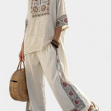 Natálie | Vyšívaný lněný set pro nadčasový boho styl