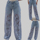 Markéta | Džíny s krajkovými rozparky, boho-chic styl